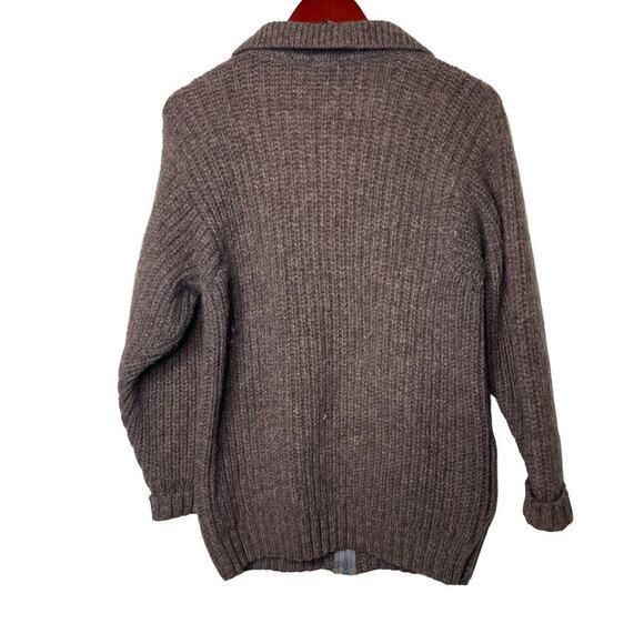 VNTG Inis Meain Chunky Thick Brown Zip Cardigan Irish Wool Sweater Men Sz 40 M - Picture 2 of 11